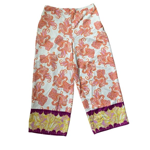 Eloquii Wide Leg Paisley Print Pants Orange Pink Women’s Size 16 - Picture 1 of 6
